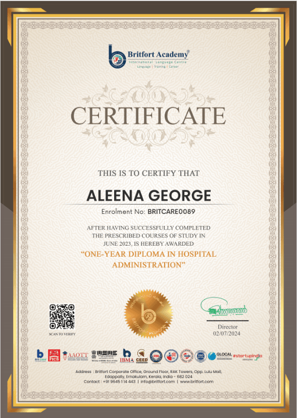Aleena George Certificate